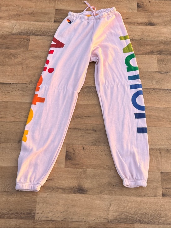 Aviator Nation Pants - Women’s Pink Rainbow-Print Sweatpants